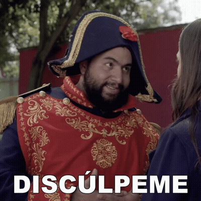 Man In Napoleon Hat Talking To Woman Saying Discul Peme GIF