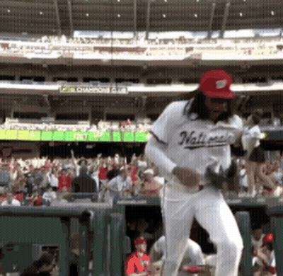 Man In Nationals Jersey Dancing GIF
