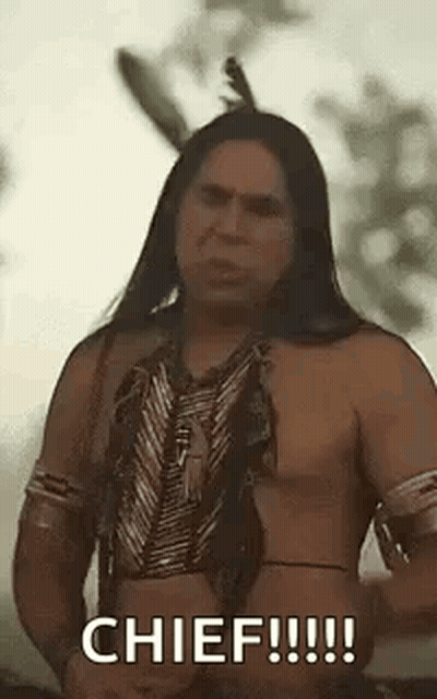 Man In Native American Costume Saying Chief GIF