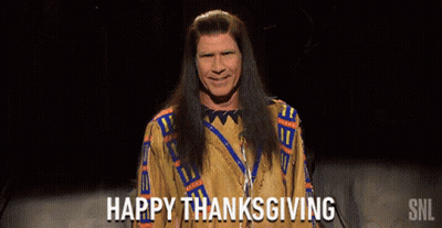 Man In Native American Outfit Saying Happy Thanksgiving GIF