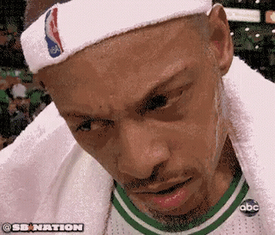 Man In NBA Headband Looking Down GIF