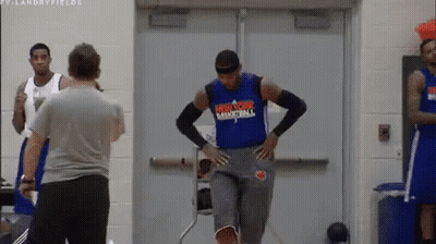 Man In New York Basketball Jersey On Court GIF