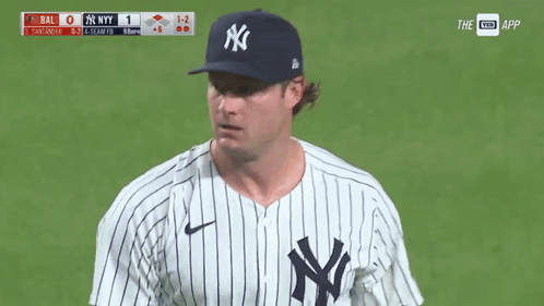 Man In New York Yankees Hat Looking At Camera GIF