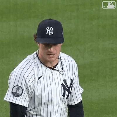 Man In New York Yankees Jersey And Hat GIF