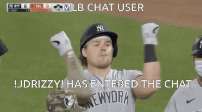 Man In New York Yankees Jersey Looking Up GIF