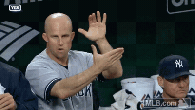 Man In New York Yankees Jersey Raising Hands GIF