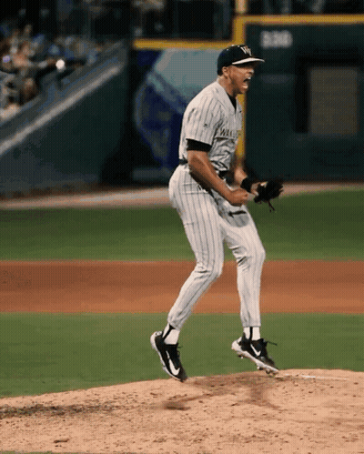 Man In New York Yankees Uniform On Mound GIF