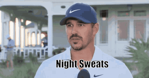 Man In Nike Hat Talking Into Microphone Night Sweats GIF