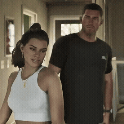 Man In Nike Shirt Next To Woman GIF