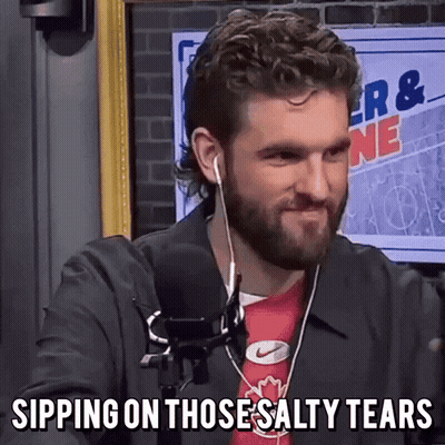 Man In Nike Shirt Sipping Salty Tears GIF