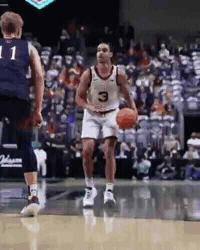 Man In Number 3 Jersey Dribbling Basketball GIF