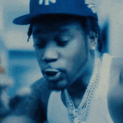Man In NY Hat And White Tank Top GIF