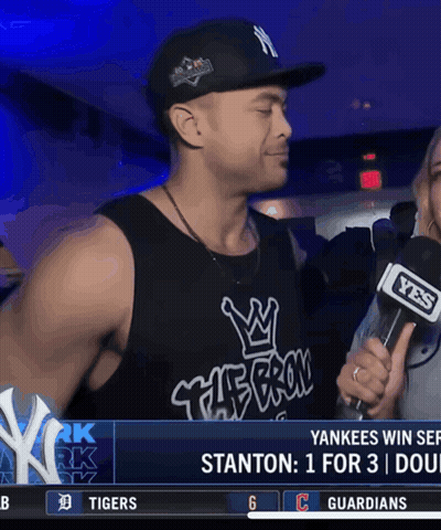 Man In NY Hat Interviewed By YES News Reporter GIF