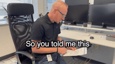 Man In Office Chair Saying So You Told Me This GIF