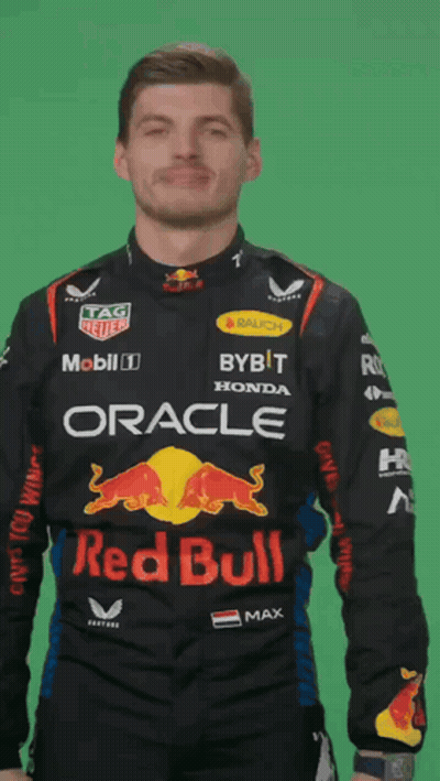 Man In Oracle Red Bull Shirt GIF
