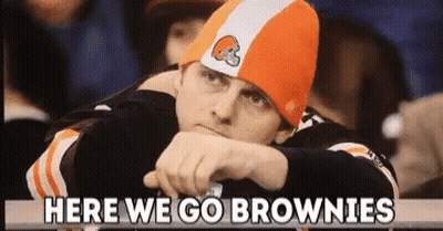 Man In Orange And White Hat Saying Here We Go Brownies GIF