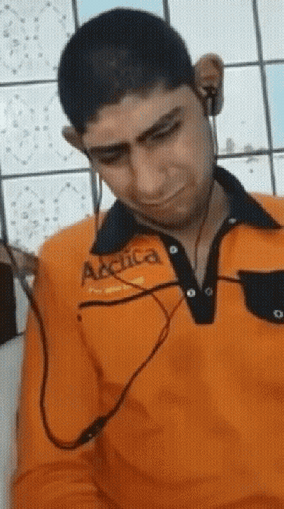 Man In Orange Arctica Shirt GIF