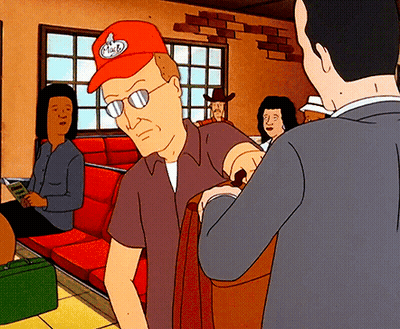 Man In Orange Hat Saying King Of The Hill GIF