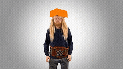 Man In Orange Hat With Belt Saying W GIF