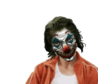 Man In Orange Jacket And Clown Mask Sticker
