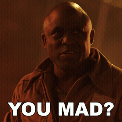 Man In Orange Jacket Saying You Mad GIF