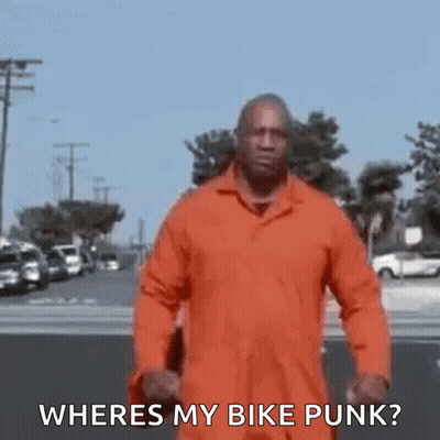 Man In Orange Jumpsuit Asking Where His Bike Punk Is GIF