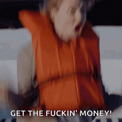 Man In Orange Life Jacket Saying Get The Fuckin Money GIF