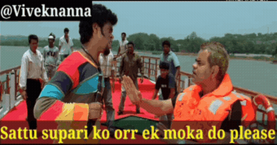 Man In Orange Life Vest Talks To Another Man In Boat GIF