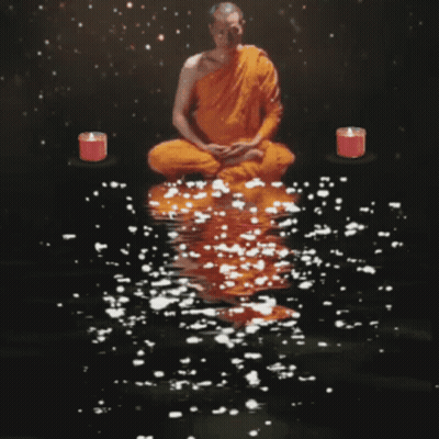 Man In Orange Robe Sitting Lotus GIF