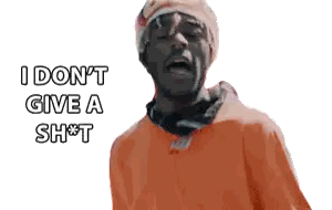 Man In Orange Shirt And Beanie Saying I Don't Care Sticker