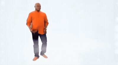 Man In Orange Shirt And Blue Jeans GIF