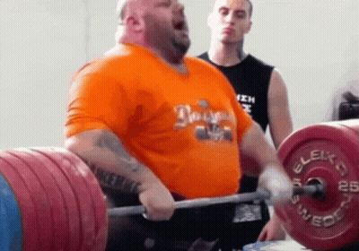 Man In Orange Shirt Lifting Barbell Saying Swede GIF