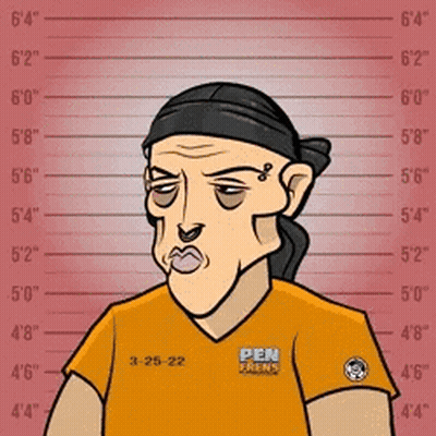 Man In Orange Shirt Saying Pen Arena GIF