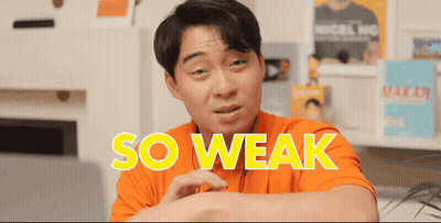Man In Orange Shirt Says So Weak In Yellow GIF