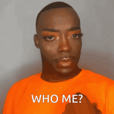 Man In Orange Shirt Who Me GIF