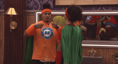Man In Orange Shirt With BB GIF