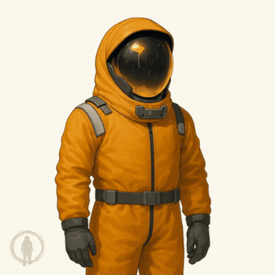 Man in Orange Suit Holding No Sign