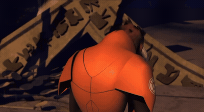 Man In Orange Suit Standing In Front Of N's Sign GIF