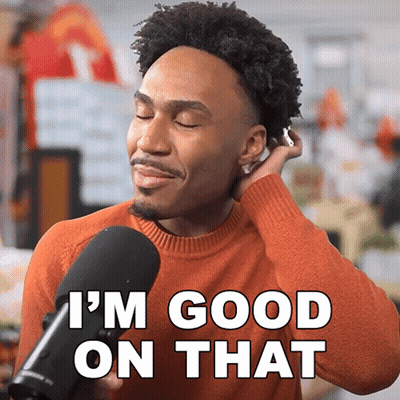 Man In Orange Sweater Saying I'm Good On That GIF