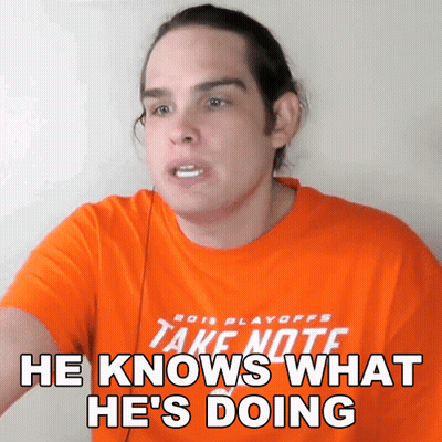 Man In Orange Take Note Shirt GIF