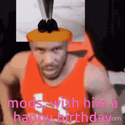 Man In Orange Tank Top Mods Wish Him Happy Birthday GIF