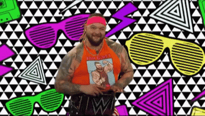 Man In Orange Tank Top With Sunglasses And Lightning Bolt GIF