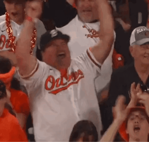 Man In Orioles Jersey Cheering GIF