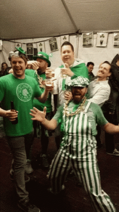Man In Overalls And Green Shirt Saying Irish GIF