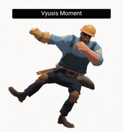 Man In Overalls And Hard Hat Dancing Vyusis Moment GIF