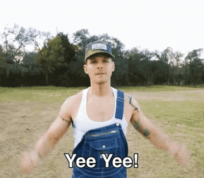 Man In Overalls And Hat Saying Yee Yee GIF