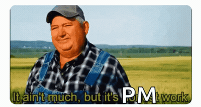 Man In Overalls And Plaid Shirt Says It Ain't Much But It's Honest Work GIF