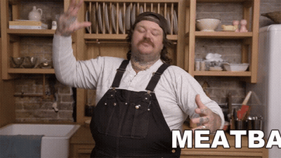 Man In Overalls Dancing In Kitchen Meatba GIF