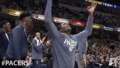 Man In Pacers Shirt Celebrating Win GIF