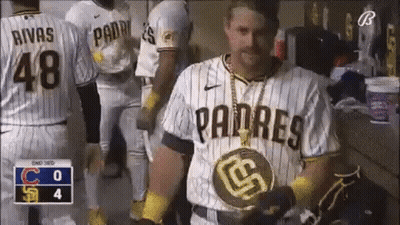 Man In Padres Jersey With Gold Chain GIF